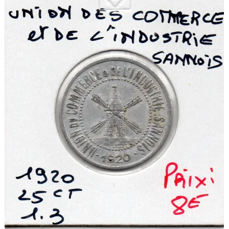 Sannois 25 centimes Union du commerce et de l'industrie, 1920 Sup