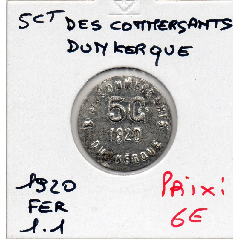 Dunkerque 5 centimes St des Commerçants, 1920 Sup fer