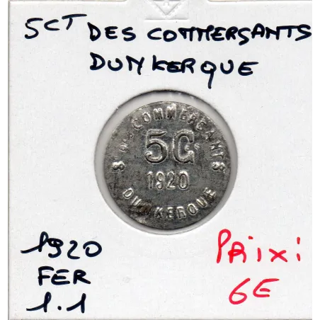 Dunkerque 5 centimes St des Commerçants, 1920 Sup fer