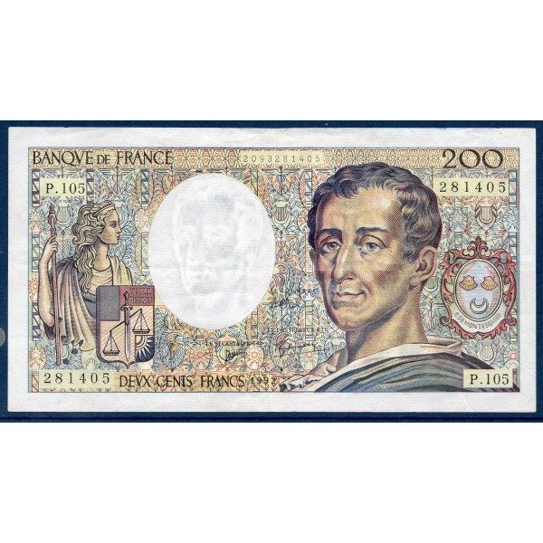 200 Francs Montesquieu TTB+ 1992 Billet de la banque de France