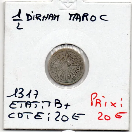 Maroc 1/2 Dirham 1317 AH -1900 TB, Lec 107 pièce de monnaie