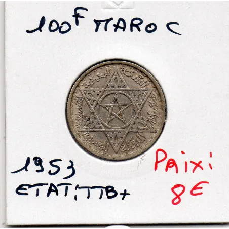 Maroc 100 francs 1372 AH -1953 TTB+, Lec.288 pièce de monnaie