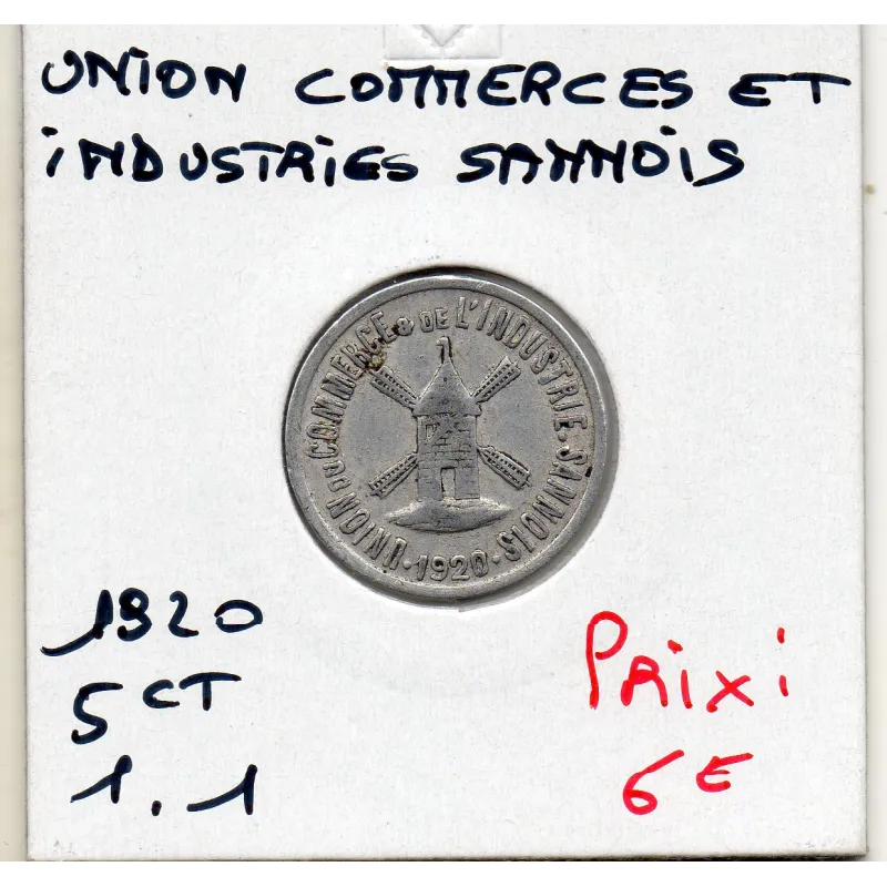 Sannois 5 centimes Union du commerce et de l'industrie, 1920 TTB Sannois 5 centimes Union du commerce et de l'industrie, 1920 TTB