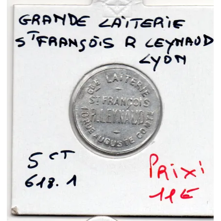 Lyon 5 centimes Grande laiterie St François R. Leynaud, Sup+