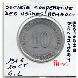 Boulogne billancourt 10 centimes Société cooperative des usines renault, 1916 Sup