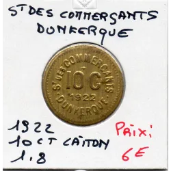 Dunkerque 10 centimes St des Commerçants, 1922 Sup laiton