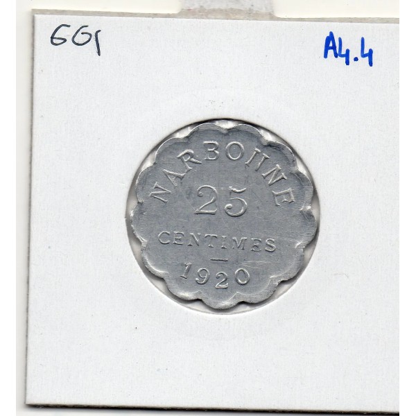 Narbonne 25 centimes 1920 Spl de la chambre de commerce
