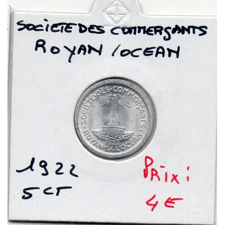 Royan sur l'océan 5 centimes Société des commerçants, 1922 Spl