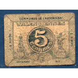 Bon Arrondissement Valenciennes 5 centimes, B, 1915 Pirot 59-3242 Billet