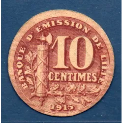 Bon Banque d'émission Lille 10 centimes, TB, 1915 Pirot 59-3059 Billet