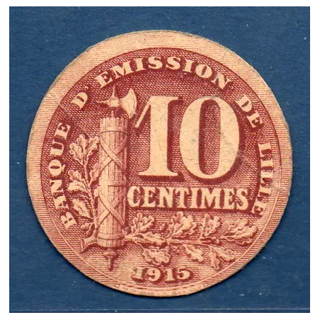 Bon Banque d'émission Lille 10 centimes, TB, 1915 Pirot 59-3059 Billet
