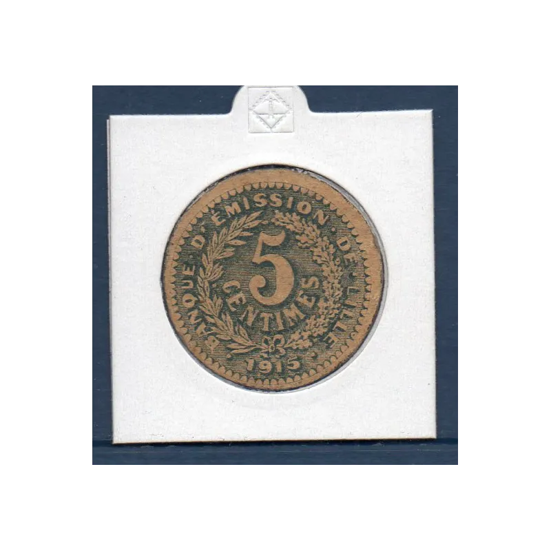 Bon Banque d'émission Lille 5 centimes, TTB, 1915 Pirot 59-3058 Billet Bon Banque d'émission Lille 5 centimes, TTB, 1915 Pirot 59-3058 Billet