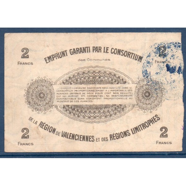 Bon ville Région Valenciennes et limitrophes 2 francs, TTB, 15.5.1916 Pirot 59-2567 Billet