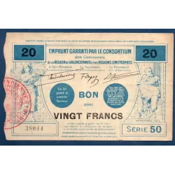 Bon ville Région Valenciennes et limitrophes 20 francs, TTB, 11.1917 Pirot 59-2587 Billet