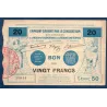 Bon ville Région Valenciennes et limitrophes 20 francs, TTB, 11.1917 Pirot 59-2587 Billet