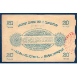 Bon ville Région Valenciennes et limitrophes 20 francs, TTB, 11.1917 Pirot 59-2587 Billet