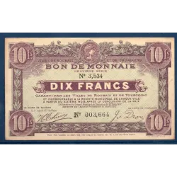 Bon ville Roubaix et Tourcoing 10 francs, TTB, 27.3.1917 Pirot 59-2142 Billet