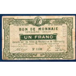 Bon ville Roubaix et Tourcoing 1 franc, B, ND Pirot 59-2058 Billet