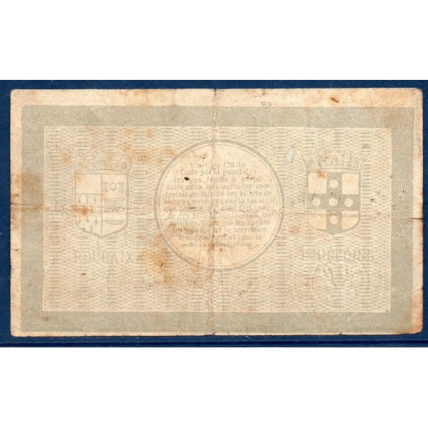 Bon ville Roubaix et Tourcoing 1 franc, B, ND Pirot 59-2058 Billet