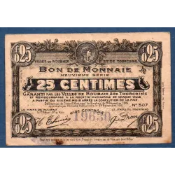 Bon ville Roubaix et Tourcoing 25 centimes, TB, 16.12.1916 Pirot 59-2128 Billet
