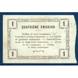 Bon régional Nord, Aisne et Oise (Fourmies) 1 franc, TTB, 12.12.1917 Pirot 59-1133 Billet