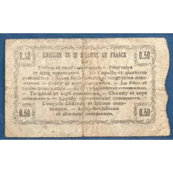 Bon régional Nord, Aisne et Oise (Fourmies) 50 centimes, B, 8.5.1916 Pirot 59-1115 Billet