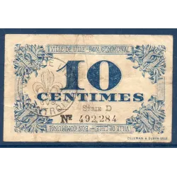 Bon communal Lille 10 centimes, TB, 31.10.1917 Pirot 59-1632 Billet