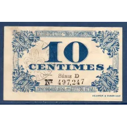 Bon communal Lille 10 centimes, TTB, 31.10.1917 Pirot 59-1632 Billet