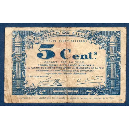 Bon communal Lille 5 centimes, B, 31.10.1917 Pirot 59-1630 Billet