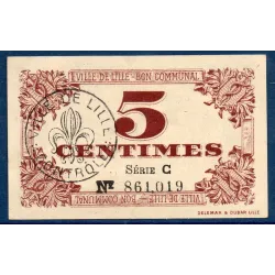 Bon communal Lille 5 centimes, TTB, 31.10.1917 Pirot 59-1630 Billet