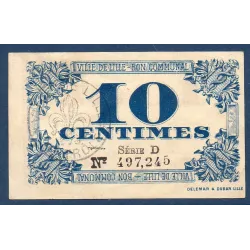 Bon communal Lille 10 centimes, TTB, 31.10.1917 Pirot 59-1632 Billet