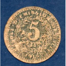 Bon Banque d'émission Lille 5 centimes, B, 1915 Pirot 59-3058 Billet