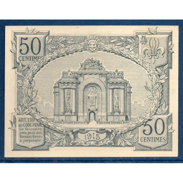 Bon Banque d'émission Lille 50 centimes, Neuf, 08.1915 Pirot 59-1599 Billet