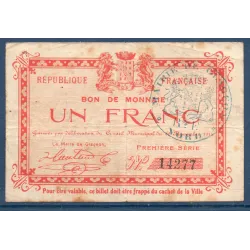 Bon communal Glageon 1 franc, TB-, 26.11.1914 Pirot 59-1171 Billet