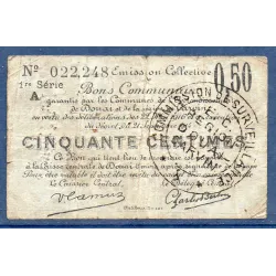 Bon communal Douai et Carvin 50 centimes, B, 22.5.1916 Pirot 59-739 Billet