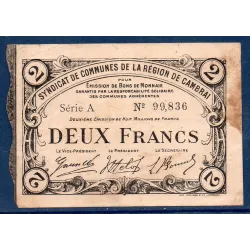 Bon communal Cambrai 2 francs, TB, 30.11.1916 Pirot 59-487 Billet