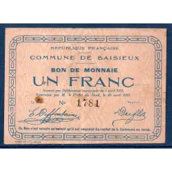 Bon ville Baisieux 1 franc, TB, 5.4.1915 Pirot 59-257 Billet