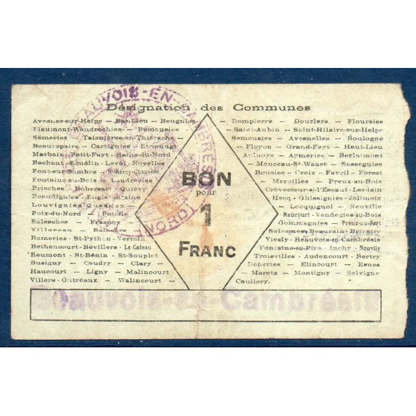 Bon Arrondissement Avesnes, TB, 5.3.1916 Pirot 59-203 Billet