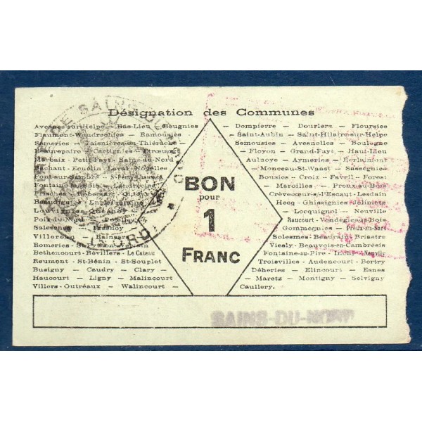 Bon Arrondissement Avesnes, Sup, 5.3.1916 Pirot 59-203 Billet