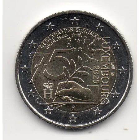 2 euro commémorative Luxembourg 2025 Déclaration Schuman pièce de monnaie €