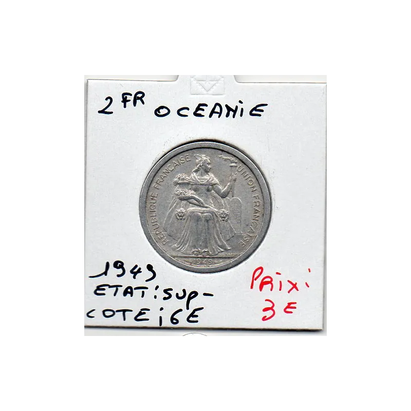 Océanie 2 Francs 1949 Sup-, Lec 21 Océanie 2 Francs 1949 Sup-, Lec 21