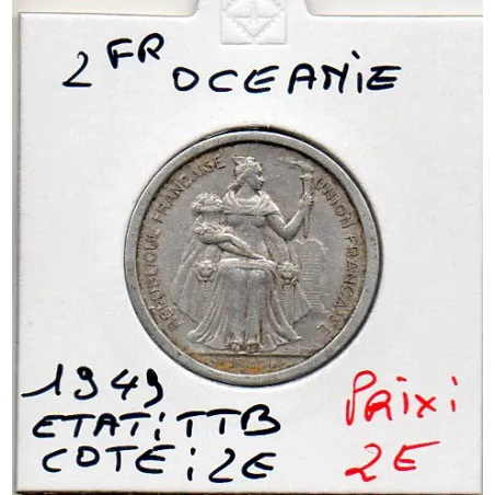 Océanie 2 Francs 1949 TTB, Lec.21