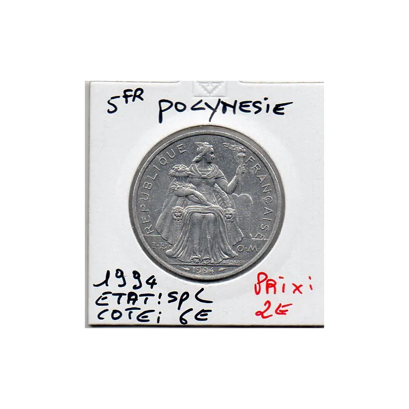 Polynésie Française 5 Francs 1994 Spl, Lec.63 Polynésie Française 5 Francs 1994 Spl, Lec.63