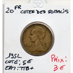 Cote des Somalis 20 francs 1952 TTB+, Lec.42