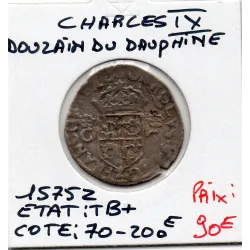 Douzain du Dauphiné (1575 Z Grenoble) TB+ Charles IX