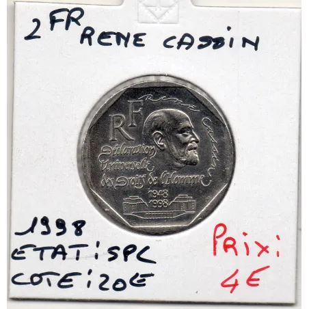 2 francs René Cassin Nickel 1998 Spl