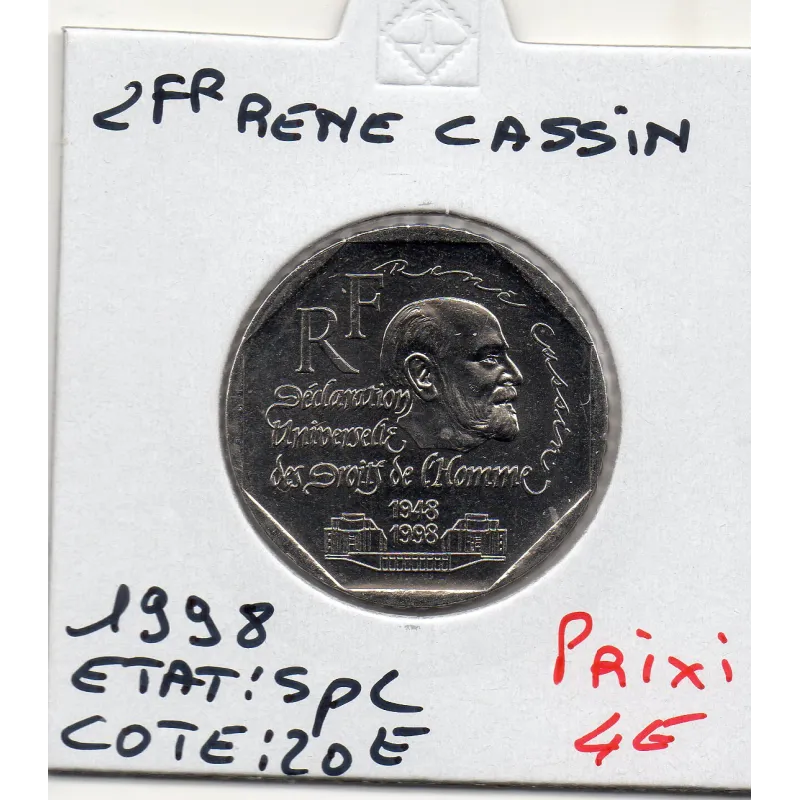 2 francs René Cassin Nickel 1998 Spl 2 francs René Cassin Nickel 1998 Spl