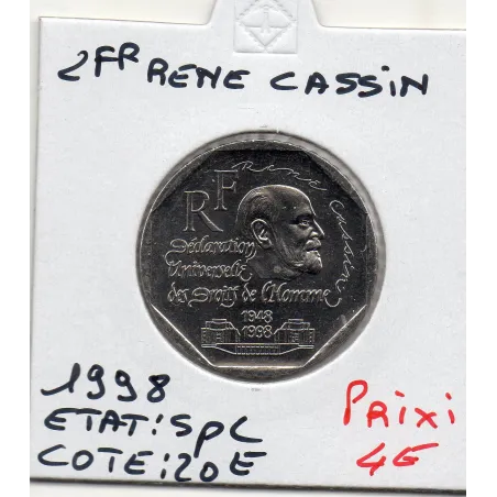 2 francs René Cassin Nickel 1998 Spl