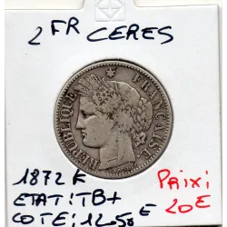 2 Francs Cérès 1872 K Bordeaux TB+