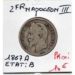 2 francs Napoléon III tête laurée 1867 A Paris B